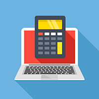 Calculator and laptop